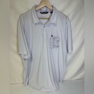 Travis Mathew White Polo with Speckled Chest Pocket